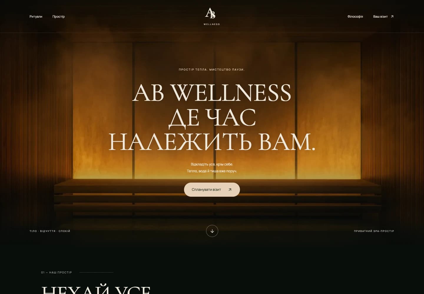 AB WELLNESS · Вебсайт — вигляд на комп’ютері
