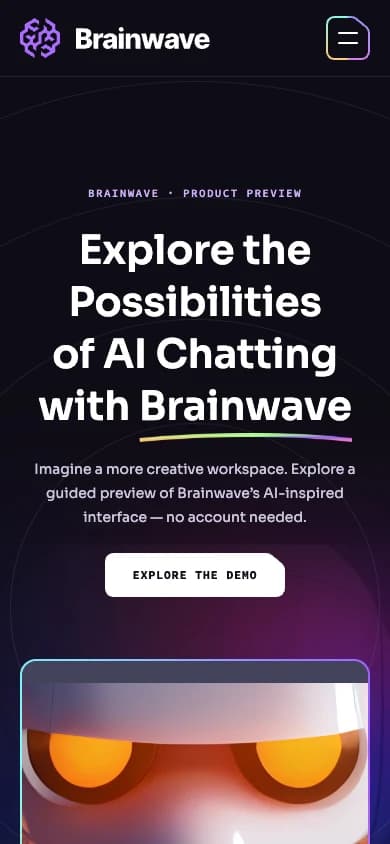 Brainwave · Вебсайт — вигляд на телефоні iPhone