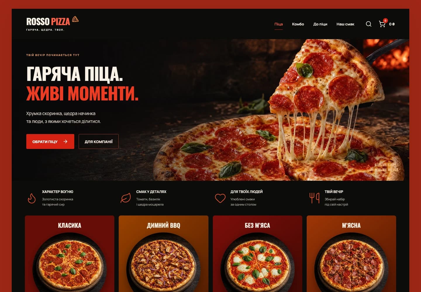 ROSSO PIZZA · Вебсайт — вигляд на комп’ютері
